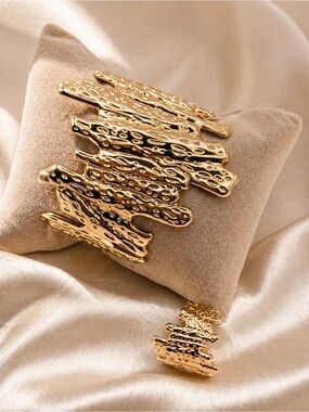 Textured Gold-Tone Bracelet and Ring Set